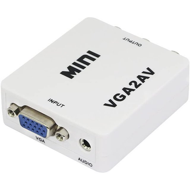 axGear VGA to AV RCA Composite Converter Adapter Box with Audio PC to TV USB Powered