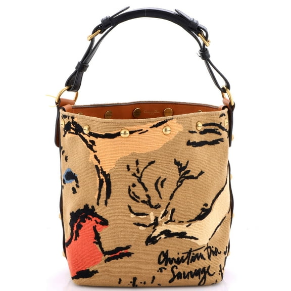 Pre-Owned DiorAvenue Bucket Bag Embroidered Canvas Small By Rebag