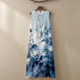 thumbnail image 4 of Xoenoiee Lotus Flower Ink-Wash Print Womens Cotton Linen Summer Dresses Sleeveless Crewneck Maxi Dress with Pockets, Travel Sundress 2026 Trendy Loose Fit Long Dress for Beach Cruise, Size M, 4 of 7