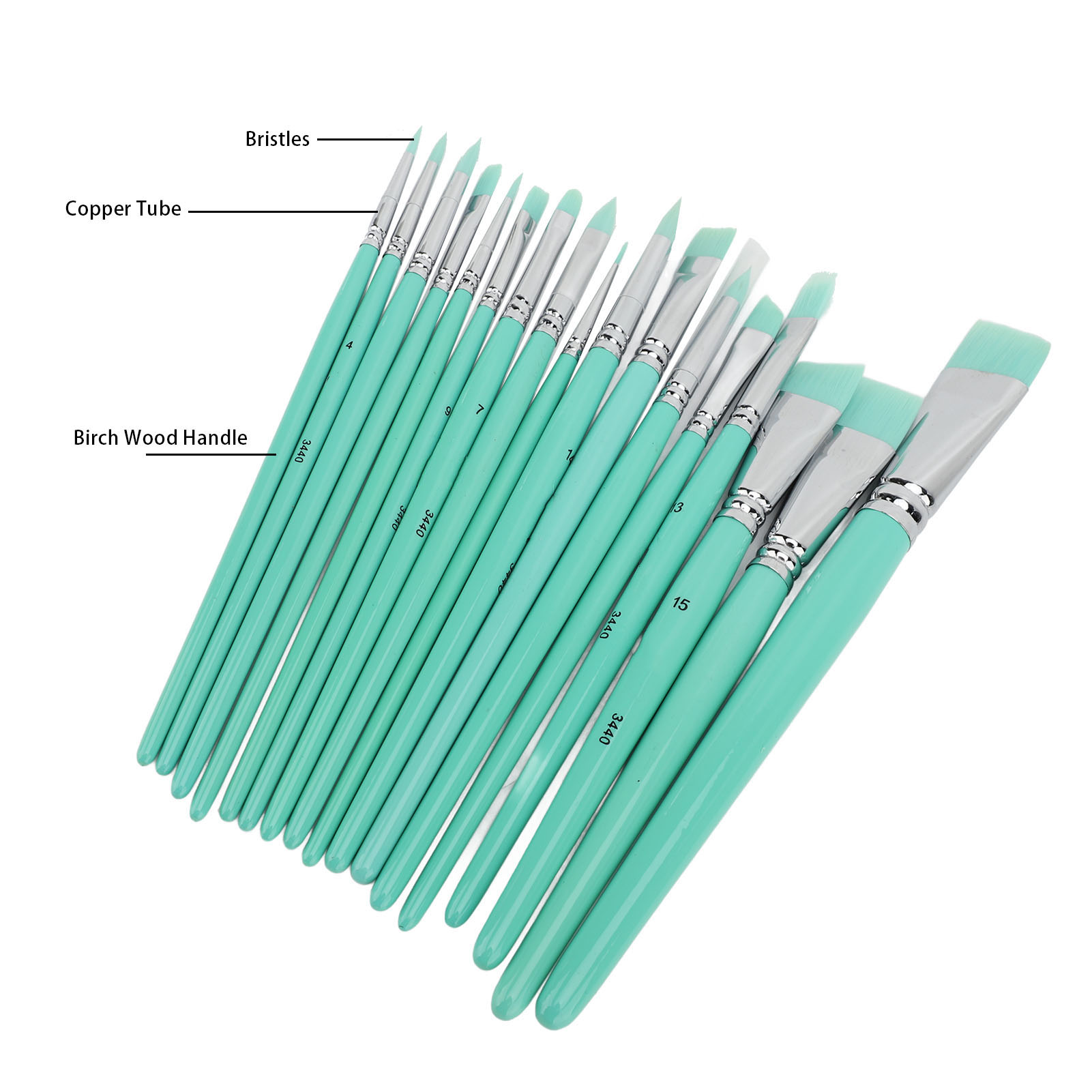 YAHHU 17 Pieces Paint Brushes Set Multiple Sizes Nylon Bristles for Watercolor Acrylic Oil Painting