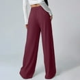 thumbnail image 5 of Wide Pants, Audhol Womens Casual Wide Leg Dress Pants High Waist Tailored Down Trousers with Pockets Womens office Pants Red S, 5 of 8