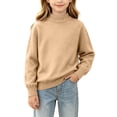 thumbnail image 2 of WQNVRNR Boys Crewneck Sweater- Slim Fit Long Sleeve Mock Neck Pullover Knit Shirts Khaki Size 8, 2 of 9