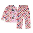 thumbnail image 2 of Barbie Girls' Christmas Holiday FALALALA Santa Snowflake Kids 2PC Button-Front Sleep Pajama Pant Set Loungewear, 2 of 7