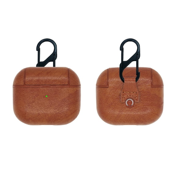 Shockproof Leather Case for Apple AirPods 3 3rd Generation 2021 Skin Cover with Clip - Beige