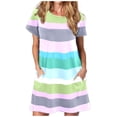 thumbnail image 1 of Robes Formelles et de Soirée Aqestyerly Mode Robe d'Été à Rayures Sans Manches Ample Robe Longue, 1 of 5