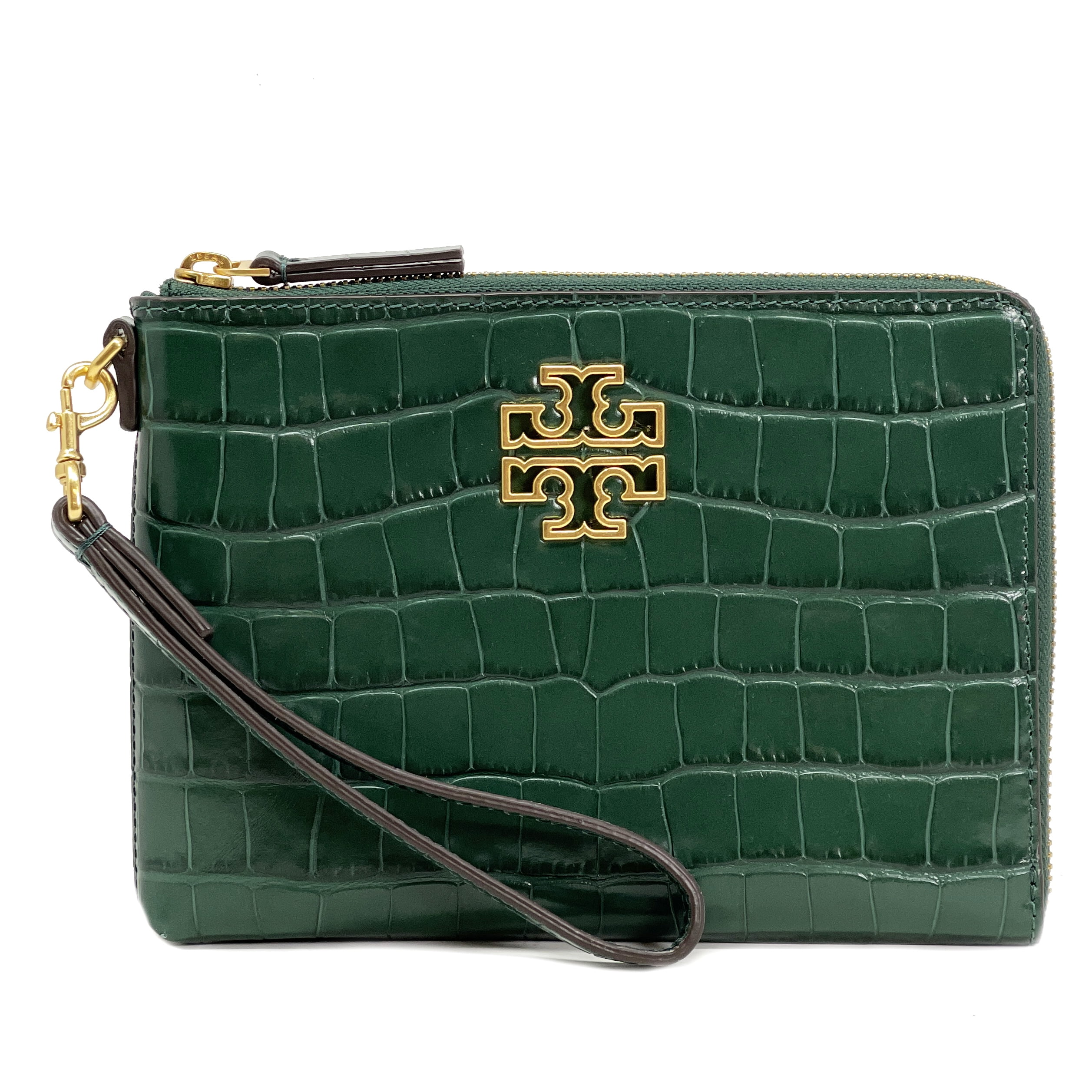 Tory Burch Women s Pebbled Leather Zip Pouch Clutch Black Walmart