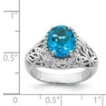 thumbnail image 2 of Primal Silver Sterling Silver Rhodium-plated Swiss Blue Topaz and Diamond Ring, 2 of 4