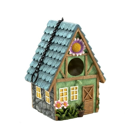 

Yoone Bird House Decor Multi-function Waterproof Art Craft Decor Handcrafted Bird Box Hanging Pendant for Patio