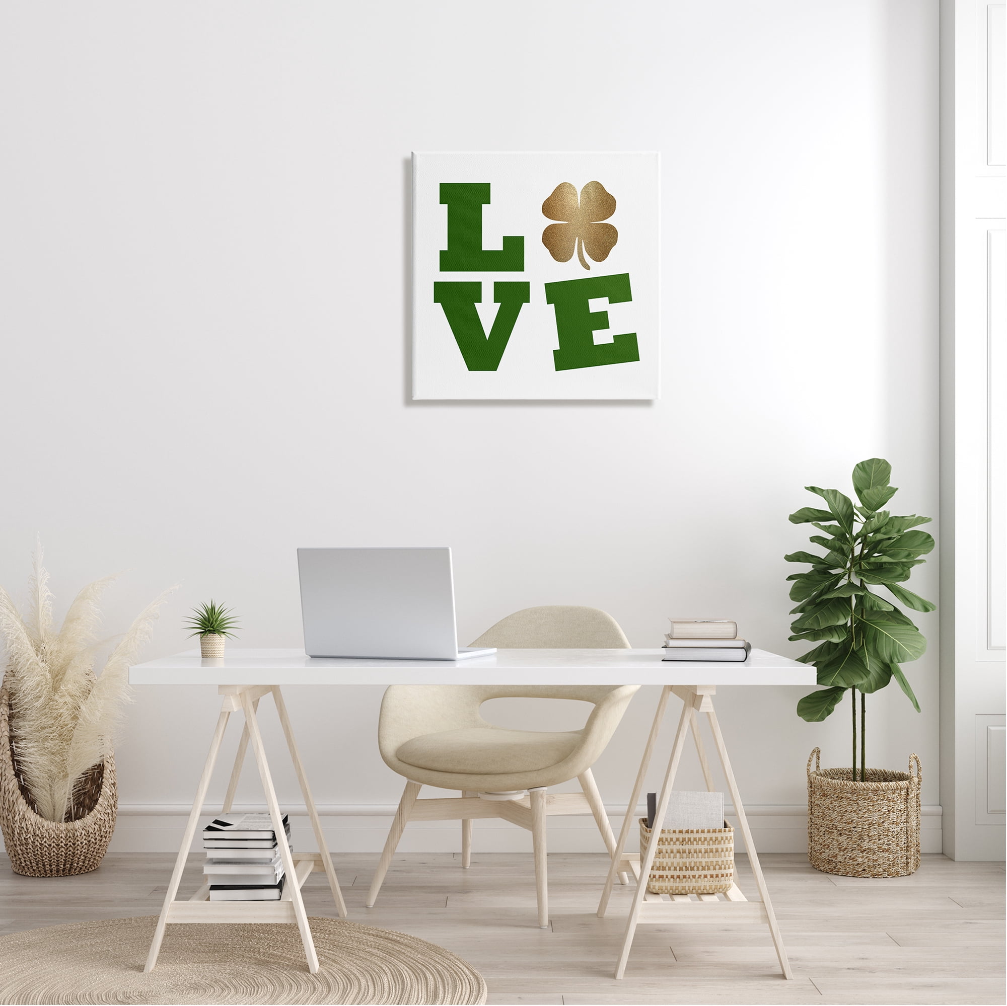 Stupell St Patrick's Day Clover Love Symbol Holiday Painting Gallery Wrapped Canvas Print Wall Art