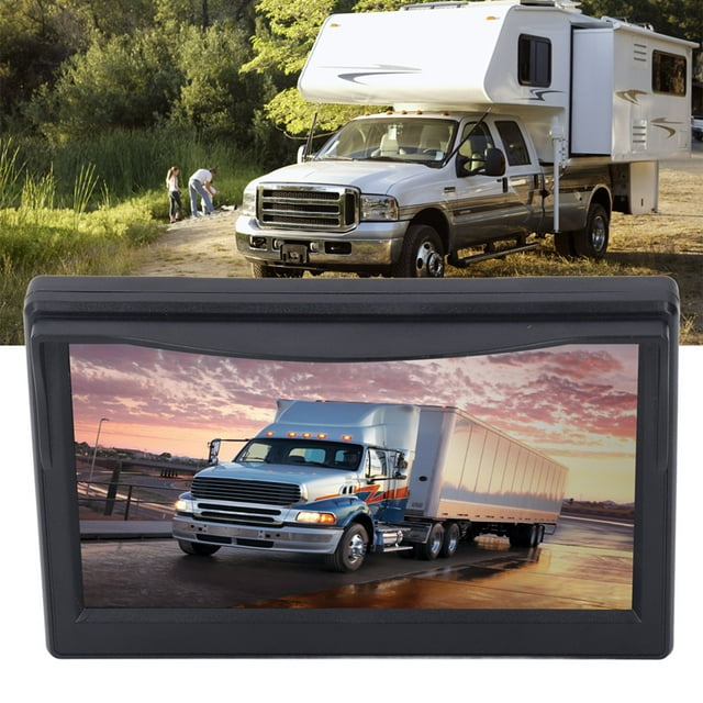 Backup Camera Monitor, Anti Overheating Waterproof Rear View System High Definition 170 Wide Angle for RV for Trailer Round Camera,Round Hole Camera,4LED Light Camera,License