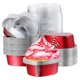 thumbnail image 1 of 100 Pcs Valentine Red Heart Shaped Cake Pan Cupcake Cups With Lids Disposable Cupcake Cups Flan Bak, 1 of 5