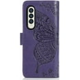 thumbnail image 3 of Wallet Case for Samsung Galaxy Z Fold4,3D Butterfly Pattern PU Leather Case with Magnetic Clasp and Cash Card Slots Holder Holster for Samsung Galaxy Z Fold4 5G, HZD Rhinestone Purple, 3 of 9
