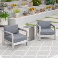 thumbnail image 3 of Noble House Aviara 3 Piece Outdoor Wicker Top Conversation Set in Silver, 3 of 13