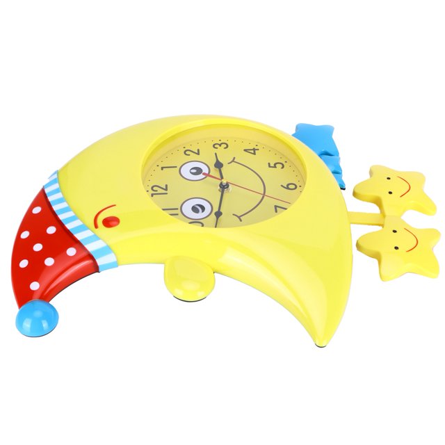 Reloj De Pared Decorativo, ABS Reloj De Dibujos Animados Reloj Decorativo Reloj De Pared Silencioso En Forma De Luna Amarillo Para El Dormitorio Para La Habitación De La Octpeak Wall Clock