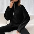 thumbnail image 4 of Women's Quarter Zip Sweatshirt Fall Casual Pullover Top with Kangaroo Pocket Relaxed Stand Collar Sweatshirts, L, 4 of 7