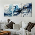 thumbnail image 2 of ONETECH Large Abstract Canvas Art Elegant Combination of Tones Modern Living Room Wall Decor Black and White Gray Background Blue Gradient Picture 12''x16''X3 Panels, 2 of 4