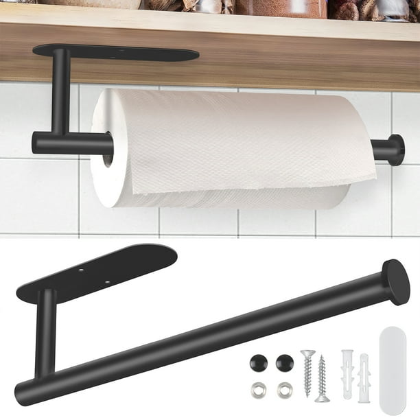 Maustic Black Paper Towel Holder, Self Adhesive or Drilling Wall