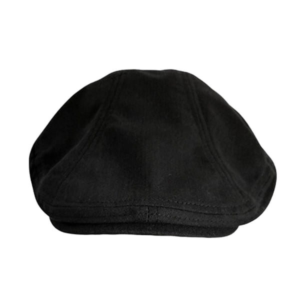 Sombrero Boina literaria de primavera y verano Gorra con visera retro británica Gorra plana octogonal Negro
