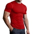 thumbnail image 3 of Jinhomg Men's Compression Shirts Short Sleeve Workout Gym T-Shirt Cool Running Tops Soft Comfy Base Layer Athletic Undershirts Sportswear Red,XL, 3 of 7