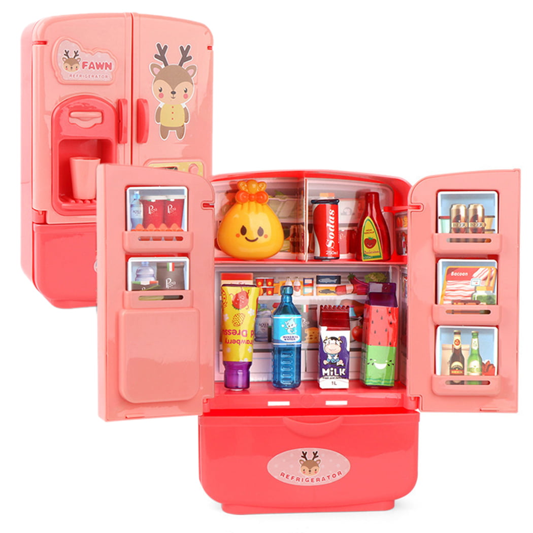 Kids Fridge Toy Set Simulated Drinks Toy Refrigerator Pretend Play