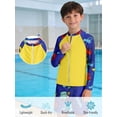 thumbnail image 4 of Lanbubble Toddler Boys Swimsuits Trunk Rashguard Long Sleeve Top Shorts 2 Pieces Bathing Suit Swimwear 3-8Y, 4 of 5