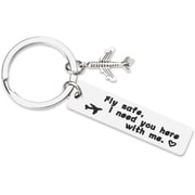 Pilot Air Stewardess Gifts for Flight Attendants Crew Fly Safe Keychain Long Distance Boyfriend Husband Son Gifts for Travel Lovers Pilot Keychain for Aviation Men