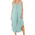 thumbnail image 1 of aidice Summer Rompers for Women Casual V Neck Spaghetti Strap Loose Ruched Wide Leg Pants Jumpsuit Vacation, 1 of 6