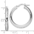 thumbnail image 3 of Auriga Fine Jewelry 925 Sterling Silver Rhod-plated Polished Diamond-cut Hoop Earrings for Women, 3 of 6