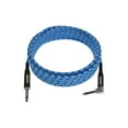 thumbnail image 3 of Monoprice Braided Cloth 1/4 Inch (TS) Male Straight to Right Angle 20AWG Guitar/Instrument Cable Cord - 20 Feet- Blue Pattern (Gold Plated), 3 of 6