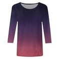 thumbnail image 4 of Dndkilg 3/4 Length Sleeve Shirts Women Elbow Crew Neck Fited T Shirts Petite Tie Dye Slim Fit Cute Summer Tops and Blouses Plus Size, 4 of 5