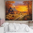 thumbnail image 2 of HVEST Fall Farm Pumpkin Harvest Tapestry Wall Hanging Rustic House and Chicken Wall Tapestry for Bedroom Orange Sky Tapestry for Living Room College Dorm Home Decor,59x51 inch, 2 of 5
