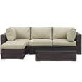 thumbnail image 3 of Modway Convene 5 Piece Outdoor Patio Sectional Set in Espresso Beige, 3 of 15