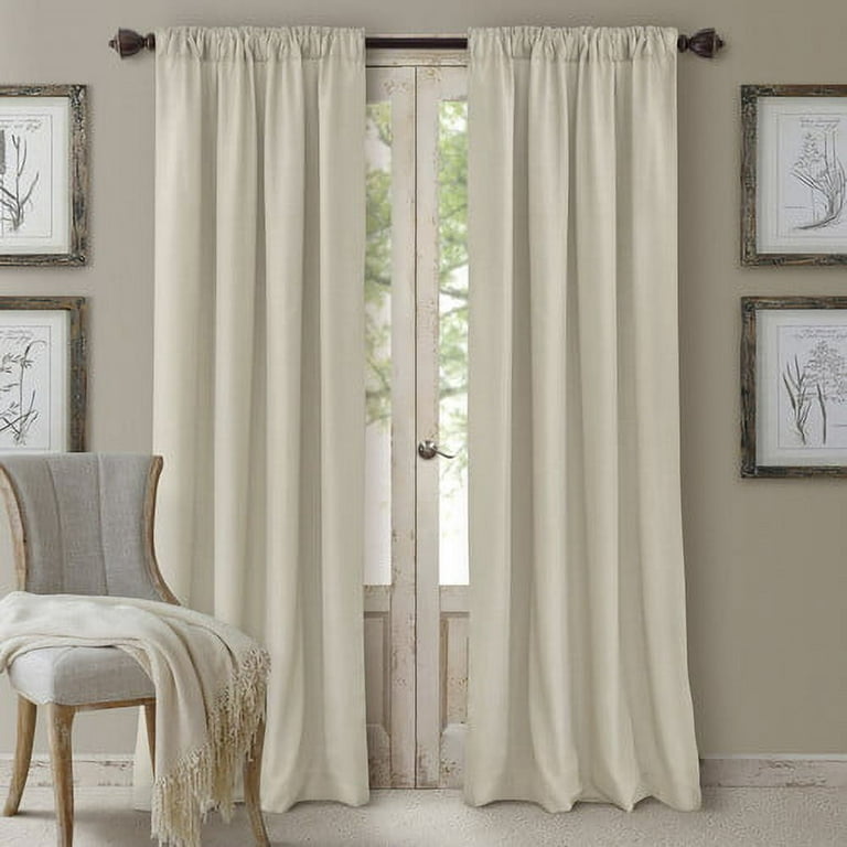 Elrene Green Solid Tab Top Room Darkening Curtain - 52 in. W x 84