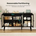 thumbnail image 4 of Side Buffet Cabinet with Rattan , Kitchen Sideboard Coffee Bar Storage Console Table, Black, 47.2 inch, 4 of 8