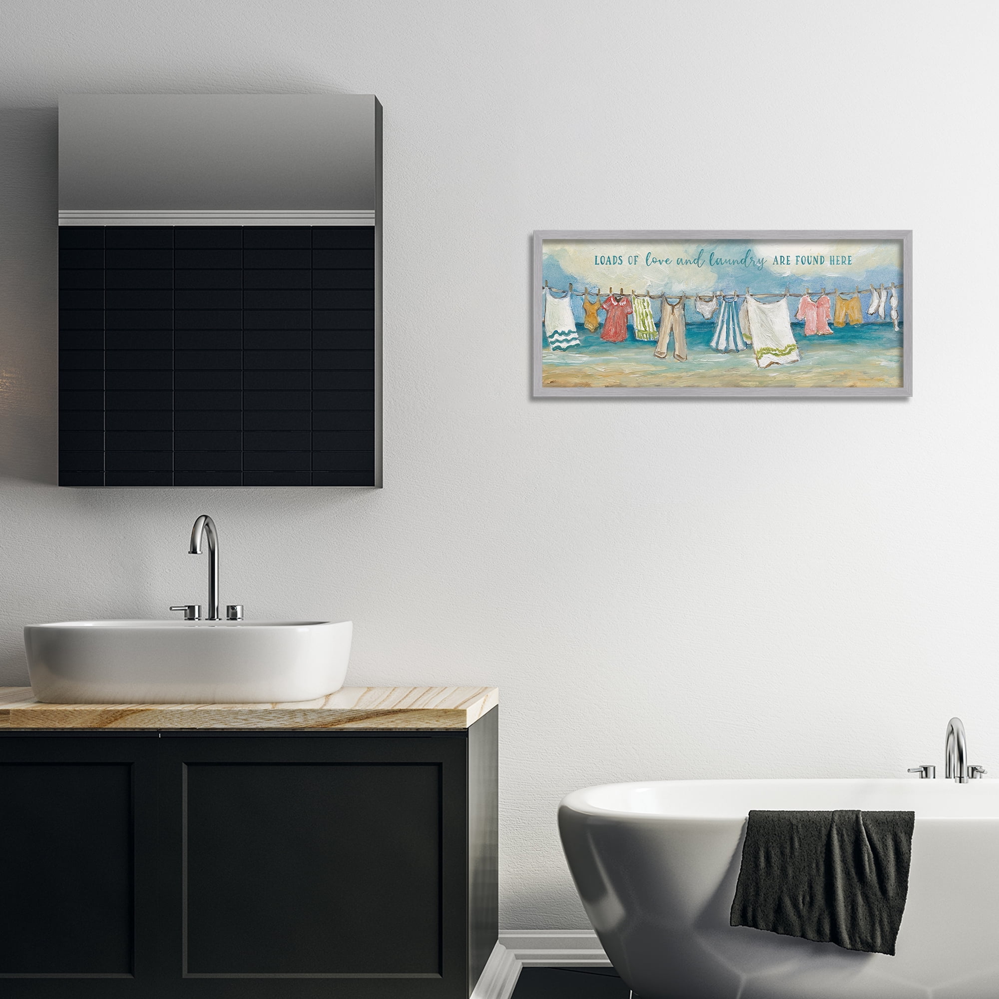 Stupell Industries Laundry By The Sea Gray Framed Giclee Art, design by Charlene Olson