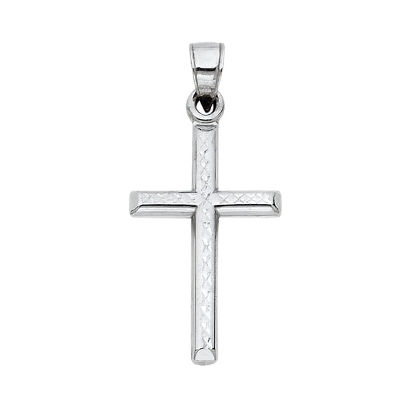 14KW Religious Cross Pendant | White Gold Charm Pendant for Necklace Chain | Jewelry Gift for Men Women | 25 x 16 MM | 0.7 grams