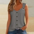 thumbnail image 2 of ZyeKqe Summer Tops for Women Scoop Neck O Ring Shoulder Tank Tops Casual Sleeveless Button Front T Shirt Blouse, 2 of 7