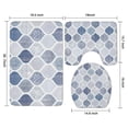 thumbnail image 3 of Blue and White Geometric Quatrefoil Pattern Bathroom Rugs Sets 3 Piece,Toilet Cover Set,Absorbent Non Slip Bathroom Mats Sets with U-Shaped Contour Rug Toilet Rug Set, 3 of 5
