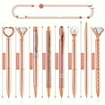 thumbnail image 2 of 3/5/8pcs Rose Gold Ballpoint Pen Set Liquid Sand Glitter Metal Crystal Diamond shape Pen Girly Black Ink Pen Gifts for Wedding Office Desk Supplies, 2 of 9
