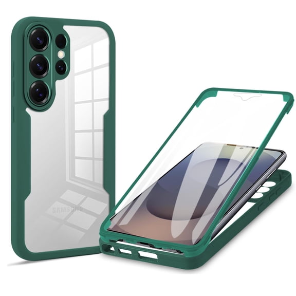 ELEHOLD Clear Case for Samsung Galaxy S26 Ultra Full Body Protection Case with Built-in Screen Protector,Slim Thin Shockproof Anti-Scratch Case for  Samsung Galaxy S26 Ultra,Darkgreen