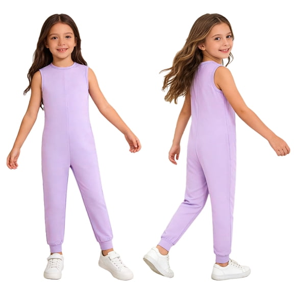 iiniim Girls Adaptive Clothing One Piece Sleeveless Anti-Strip Zip Back Jumpsuit for Special Needs Purple 14