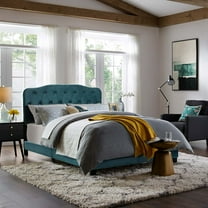Modway Amelia Twin Performance Velvet Bed in Sea Blue
