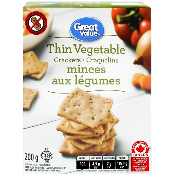 Craquelins minces aux légumes Great Value 200&nbsp;g