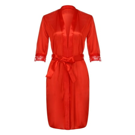 Women Ladies Lace Plus Size Silk Underwear Sleepwear for Women Plus Size Nightdress Robe Dress
