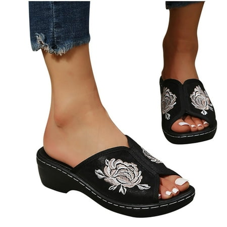 

Summer Ladies Lightweight Slippers Sandals Casual Wedge Heels Women s Shoes