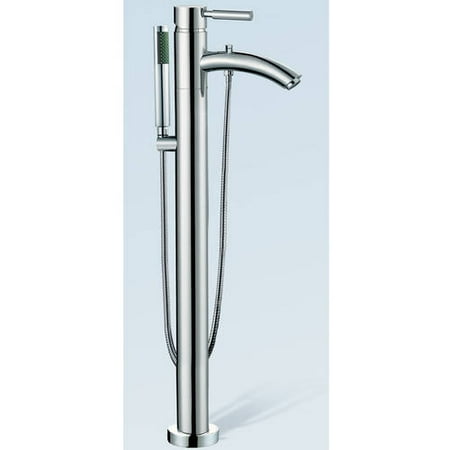 Kohler Nickel Bathroom Tub Wyndham Collection Taron Modern-Style Bathroom Tub Filler (Floor-mounted) in Brushed Nickel ()