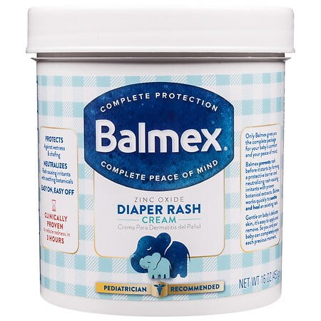 Balmex Fast-Acting Baby Diaper Rash Cream with Zinc Oxide Soothing Botanicals, Pediatrician-Recommended, 16oz