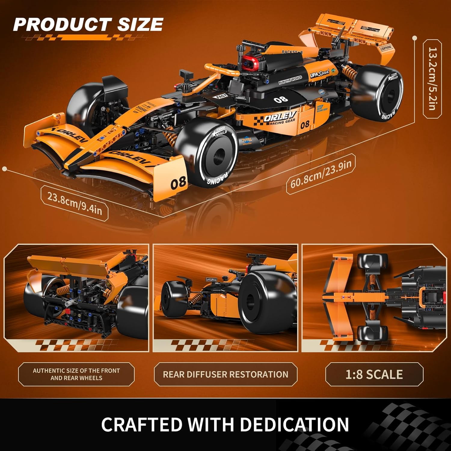 Race Car Model Toys MOC Bricks Collectible Sportscar Building Blocks, Racing Car Building Kits for Adult, Static Version 1,480 Pieces