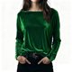 thumbnail image 2 of Karight Velvet Tops for Women Long Sleeve Crew Neck Tshirts Casual Loose Fit Tunic Blouses Elegant Party Dressy Outfits, 2 of 5