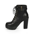 thumbnail image 4 of DbDk DA19 Women Leatherette Chunky Heel Zip Lace Up Combat Boot, 4 of 5